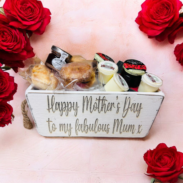 Mrs O’Reilly’s Personalised Mother’s Day Cream Tea with fruit scone Gift set