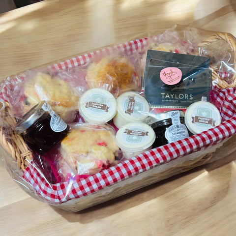 Mother’s Day orders only (plain scones, no fruit) - Mrs O’Reilly’s Personalised Cream Tea for four in a gift wrapped basket (plain scones with no fruit!)