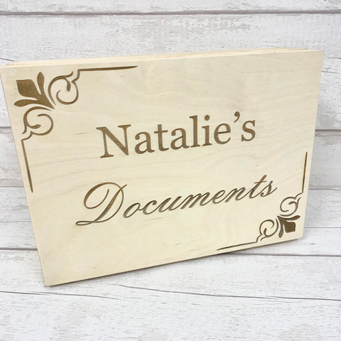 Document Case - A4 Laser Engraved Personalised Wooden Box